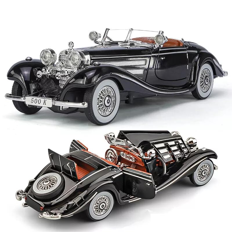 Modèle réduit de voiture Benz 500K en métal moulé sous pression à l'échelle 1:24.