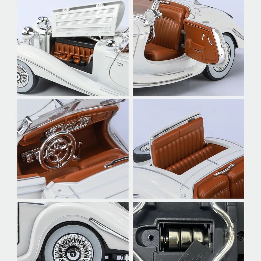 Modèle réduit de voiture Benz 500K en métal moulé sous pression à l'échelle 1:24.