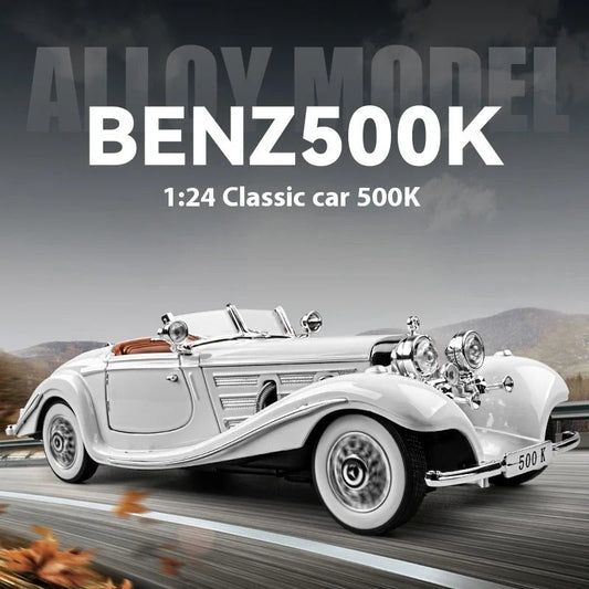 Modèle réduit de voiture Benz 500K en métal moulé sous pression à l'échelle 1:24.